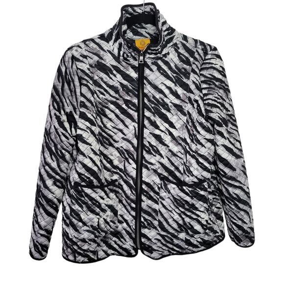 Ruby Rd. Jackets & Blazers - Ruby Rd Zebra Quilted Full Zip Collared Jacket Women Sz Small Petite